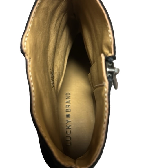 Lucky Brand Eleanor 2 Women's Black Suede Floral Embroidered Bootie 8M - Picture 9 of 11